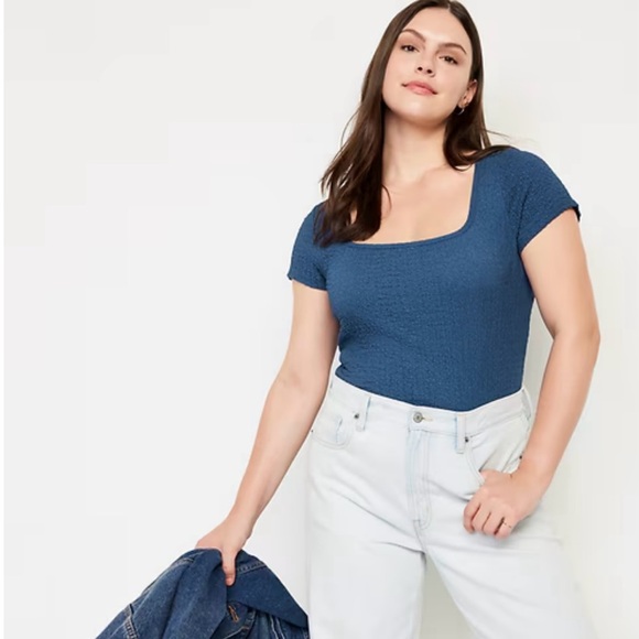 NWT old Navy royal blue crinkle top, small - Picture 2 of 7